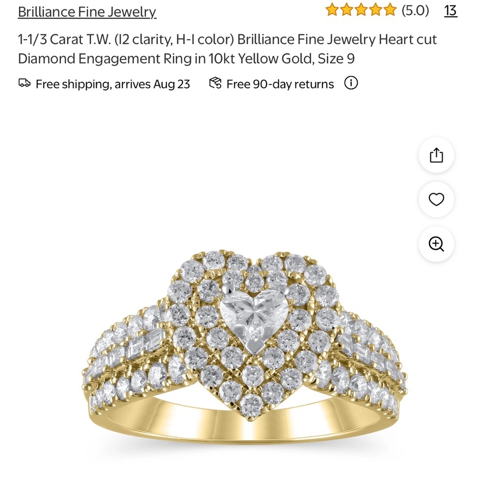 Elegant Gold and Silver Heart Ring